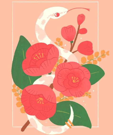 Cute Snake Illustration, Red Envelope Design, Snake Illustration, Tropical Illustration, Cute Snake, Year Of The Snake, Bento Boxes, Japan Aesthetic, Snake Design