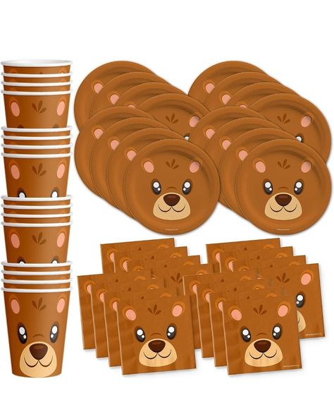 Bear Birthday Party Supplies Set Plates Napkins Cups Tableware Kit for 16 Bear Themed Party, Beary First Birthday, Plates And Cups, Bear Birthday Party, Teddy Bear Picnic, Bear Theme, Teddy Bear Baby Shower, Bear Birthday, Birthday Supplies