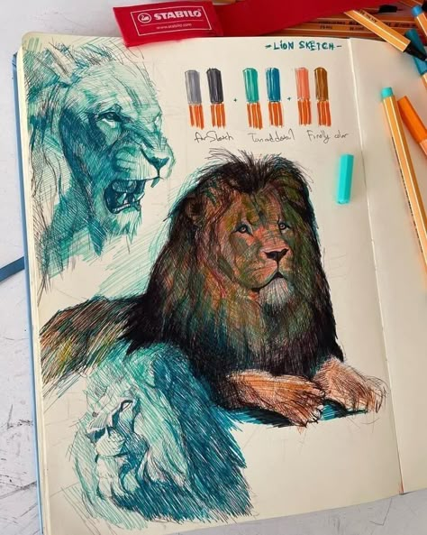 Pen Drawing Animals, Art Sketchbook Animals, Drawing A Lion, Images Pop Art, Drawing Study, Lion Drawing, Majestic Lion, Drawing Studies, Arte Sketchbook