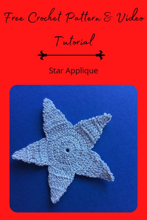 Learn how to crochet this star applique by following the free pattern or video tutorial at Kerri's Crochet. Crochet Star Applique, Crochet Star Pattern, Disney Applique, Crochet Star Patterns, Crochet Beginner, Star Applique, Boy Crochet, Crochet Applique Patterns Free, Crochet Flats