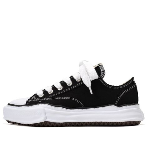 Maison MIHARA YASUHIRO PETERSON OG Sole Canvas Low-top Sneaker 'Black' A01FW702-BLK Pink Maison Mihara, Back To School Shoes Black People, Mason Mahira Shoes, Maison Mahira Yasuhiro Shoes, Masion Mihara Shoes, Mason Mihara Shoes, Black And White Shoes Outfit, Mason Mihara Fits, Masion Mihara Outfits