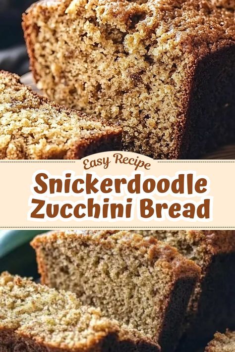 Discover the magic of Snickerdoodle Zucchini Bread with this easy recipe! Combining the classic cinnamon-sugar flavors of snickerdoodles with the tender, moist texture of zucchini bread, this loaf is perfect for any occasion. Ideal for breakfast, a snack, or even dessert. Bake a loaf today and enjoy every bite! #SnickerdoodleZucchiniBread #ZucchiniBread #Baking #CinnamonSugar #EasyRecipe #VegetableBaking Sweet Zucchini Bread Recipes, Copycat Starbucks Zucchini Bread, Zucchini Bread Recipe Easy, Mini Loaf Zucchini Bread, Zucchini Snickerdoodle Bread, Zucchini Bread With Cake Mix Easy, Snickerdoodle Zucchini Bread Recipe, Savory Zucchini Bread Recipes, Apple Zucchini Bread Recipes