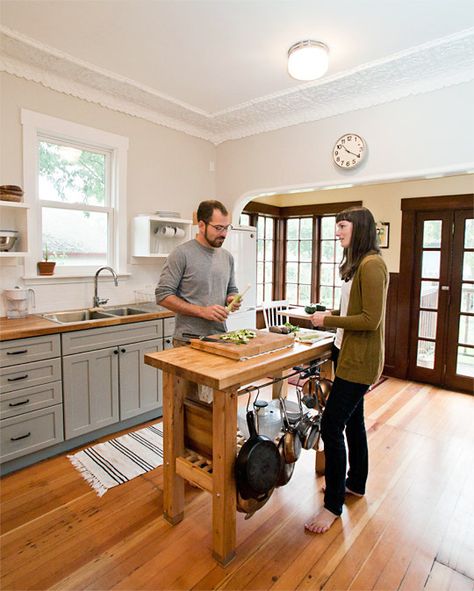 Narrow Kitchen Island, Butcher Block Kitchen Island, Renovated Kitchen, Butcher Block Kitchen, Kitchen Tour, Narrow Kitchen, Neutral Kitchen, Popular Kitchens, Butcher Block Countertops