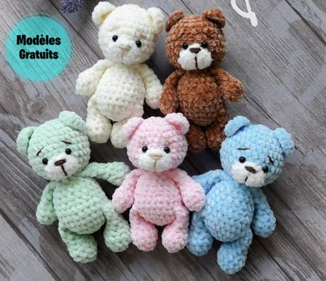 Petit Ours mignon Amigurumi PDF Modèle au Crochet - Amigurumibox Tiny Teddies, Crochet Bear Patterns, Crochet Teddy Bear Pattern, Washcloth Pattern, Crochet Panda, Crochet Supplies, Crochet Patterns Free Blanket, Crochet Teddy, Crochet Dress Pattern