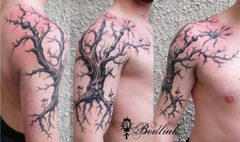 Tree Tattoo Shoulder, Oak Tree Tattoo Sleeve, Tree Geometric, Bonsai Tree Tattoos, Tree Sleeve Tattoo, Tree Branch Tattoo, Tree Tattoo Arm, Tree Tattoo Men, Roots Tattoo