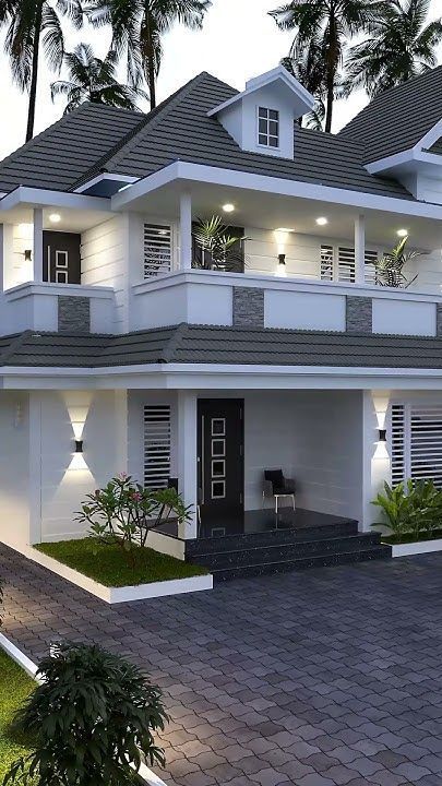 Modern Exterior Colors For House, House Wall Design Exterior, Home Exterior Victorian, Home Exterior Mediterranean, Home Exterior Cottage, Minimalist Exterior House Design, Tudor Home Exterior, Home Exterior Farmhouse, Exterior Lake House