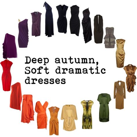 DARK AUTUMN SD DRESSES Bronze Autumn, Deep Autumn Palette, Soft Autumn Deep, Autumn Color Palette Fashion, Deep Autumn Color Palette, Autumn Skin, Deep Winter Colors, Dramatic Dresses, Autumn Soft