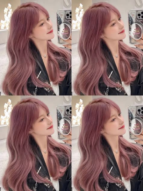 Pink Korean Hair, Strawberry Teddy Hair Color, Ash Pink, Pink Hair Tan Skin, Smoky Pink Hair, Smokey Pink Hair, Pink Hair Brown Skin, Ash Pink Hair, Rose Brown Hair Color