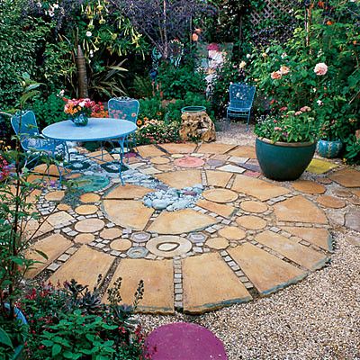 Diy Patio Ideas, Landscape Mosaic, Circular Patio, Small Outdoor Patios, Patio Layout, Patio Projects, Budget Patio, Beautiful Patios, Brick Patios