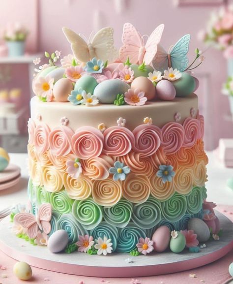 Pastel Cake, Pastel Cakes, Rainbow Fairies, Fairy Cake, Creative Cake Decorating, Bento Cake, Beautiful Birthday Cakes, Cake Decorating Designs, Fairy Parties