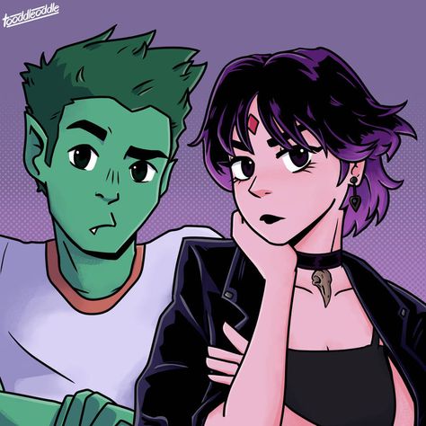 Beast Boy and Raven (2/4) by tooddleoddle on DeviantArt Beast Boy And Raven, Gabriel Picolo, Teen Titans Love, Raven Beast Boy, Teen Titans Fanart, Ravens Fan, Teen Titan, Raven Teen Titans, Beast Boy