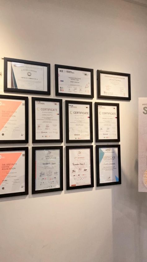 Esthetician Certificate Wall, Certification Wall Display, Diploma Vision Board, Office Certificate Wall Display, Certificate Display Ideas, Certificate Wall Display Ideas, Diploma Display Wall, Certificate Wall, Diploma Wall