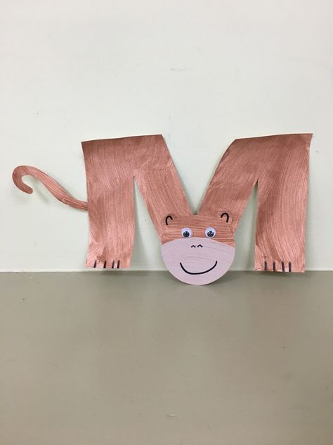 M is for monkey M Is For Monkey Handprint, Monkey Craft Kindergarten, M Is For Monkey, Letter M Monkey Craft, Preschool Monkey Activities, Monkey Alphabet Letters, Letter M Crafts, Monkey Puzzle Book, Koala Craft