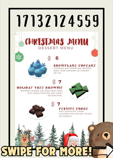 REQUESTED MENU CONSIST OF HALLOWEEN AND CHRISTMAS MENU ~ REFERENCE (OLD LAYOUT FROM VALENTINES MENU) Bloxburg Christmas Menu Decals, Halloween Menu Bloxburg, Bloxburg Christmas Menu Codes, Halloween Cafe Bloxburg, Christmas Cafe Bloxburg, Cafeteria Bloxburg, City Bloxburg, Bloxburg Cafe, Bloxburg Christmas