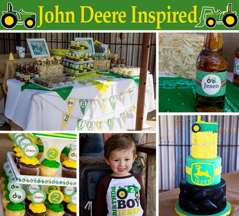 DIY John Deere Inspired Deluxe PRINTABLE  birthday party package green yellow brown  Cupcake Express via Etsy Tractor First Birthday, Farmer Birthday Party, John Deere Birthday Party, John Deere Birthday, Tractor Birthday Party, Tractor Party, Fall Birthday Parties, Tractor Birthday, Farm Birthday Party