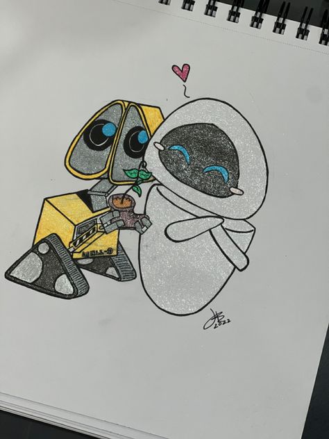 Doodles Wall E Eva, Walle And Eva, Wall E, Journal Ideas, Enamel Pins, Doodles, Bullet Journal, Wall, Quick Saves