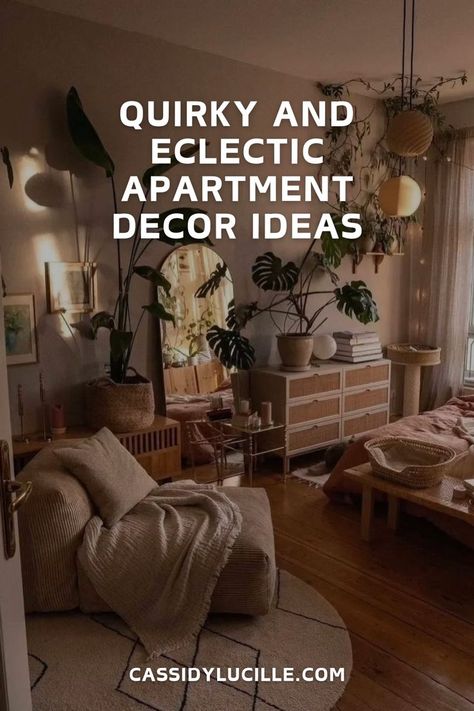 Revamp your college space with these quirky and eclectic apartment decor ideas. Whether you’re a fan of boho style or love bold, vibrant palettes, these eclectic apartment decorating ideas will help you create a home full of personality. Start styling your college apartment and fill them with an eclectic apartment aesthetic today! Unconventional Home Decor, Eclectic Minimalist Apartment, European Apartment Aesthetic, Eclectic Chic Decor, Clean Eclectic Decor, Maximalist Decor Small Spaces, Eclectic Apartment Decor, Quirky Apartment, Traditional Design Style