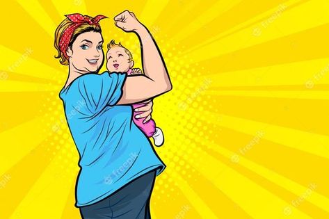 Premium Vector | Strong mother holding baby actions we can do it we can do it pop art comic style Mother Holding Baby, Pop Art Baby, Happy Mother's Day Greetings, Vintage Pop Art, Pop Art Illustration, Pop Art Comic, Mother's Day Greeting Cards, Art Comic, Holding Baby