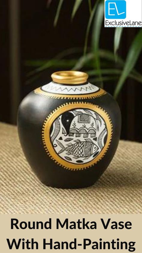 This product is handmade there might be slight color, shape, or design variation, which is natural and hence makes the product unique. Pot Painting Ideas Creative, Pot Painting Ideas, Madhubani Paintings, Pot Painting, Painted Pots Diy, Flower Vases Decoration, Beautiful Art Paintings, Madhubani Art, Wine Bottle Diy