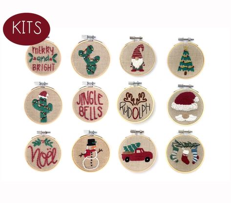 Seasonal Embroidery, Christmas Ornament Embroidery, Embroidery Christmas Ornaments, Ornament Embroidery, Winter Embroidery, Learning To Embroider, Beginner Embroidery Kit, Beginner Embroidery, Digital Embroidery Patterns