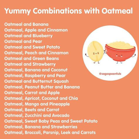 Oatmeal Puree Recipes, Puree Combinations For Baby, Homemade Baby Oatmeal, Baby Puree Combinations, Baby Oatmeal Recipes, Baby Food Puree Recipes, Stage 2 Baby Food Recipes, Baby Food Puree Combinations, Homemade Baby Food Combinations