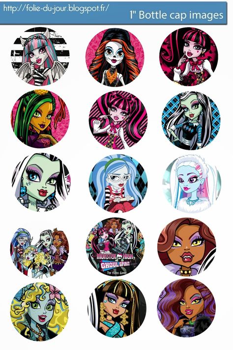 Free Bottle Cap Images: Monster high free bottle cap images Monster High Crafts, Monster High Birthday Party, Bottle Cap Projects, Bow Image, Bottle Cap Jewelry, Monster High Party, Hama Beads Minecraft, Bow Ideas, Bottle Cap Art