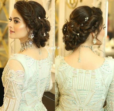 Beautiful bridal bun hair style ideas 2022 Jora Hairstyle, Girls Party Hairstyles, Hairstyles Juda, 40 Hairstyles, Pakistani Bridal Hairstyles, Hairstyles For Gowns, Hair Style On Saree, Wedding Bun Hairstyles, Sophisticated Hairstyles