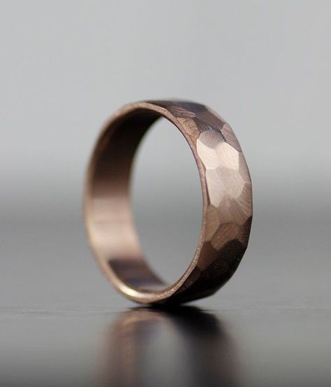 men's modern rose gold wedding band - unique eco friendly hand faceted band for him or her - his hers - hers hers - his his Modern Mens Wedding Rings, Faceted Wedding Bands, Groom Ring, Wedding Bands For Him, Antique Engagement Ring, Wedding Rings Rose Gold, Rose Gold Wedding Bands, Men's Wedding Ring, Unique Wedding Bands