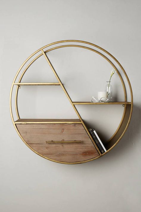 Anthropologie Vertex Circle Shelf Shelf Decoration Ideas, Circle Shelves, Circle Shelf, Shelf Decoration, Multipurpose Furniture, Wooden Shelf, Shelf Design, Retro Home Decor, Retro Home