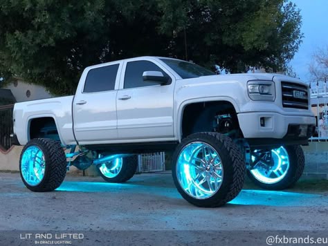 FXbrands.eu on Instagram: "Lifting up the mood with lit wheels! 💫🙌🤩 #GMCsierra #GMCtrucks #TruckShow 😎 With LED wheel rings from @oraclelights ✨ .. 🛻 @abominable_denali .. 🛒 Available in our webshop https://fxbrands.eu (link in bio) 👈 #LoyaltyProgram #RewardsProgram .. 👉 Let us know if you’re missing out on products from Oracle Lighting. We will add it right away for you to shop 🛍💁‍♀️ .. 📧 Contact us for shipping quotes outside of EU 💁‍♀️ 🐾 #FXbrands #OracleLighting #OracleLights #C Under Glow Truck, Lifted Duramax, Jacked Up Gmc Trucks, Truck Underglow Lights, Wheel Lights Truck, Trucks With Led Lights, Lifted Trucks With Led Lights, Country Trucks, Hot Trucks