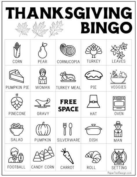 Print our fun Thanksgiving bingo game for a fun Thanksgiving activity to do with the kids.