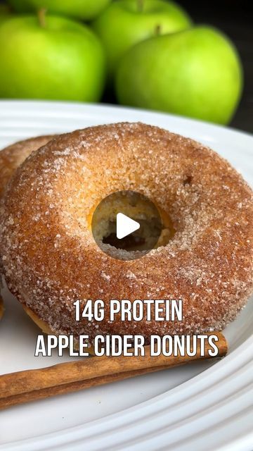 Michael Kory on Instagram: "14g Protein Apple Cider Donuts 🍏🔥 These are so good and taste like you’re cheating on your diet, but each one only has 160 calories and 14g protein!

✅ Donut ingredients:
1-1/2 cup Kodiak Cake mix (190g)
4 scoops vanilla whey casein blend (120g) @legion discount code KORY
1/2 cup zero calorie brown sugar sweetener
1/4 cup zero calorie sweetener
1 tsp cinnamon
1/2 tsp nutmeg
1 tsp baking powder
Pinch of salt
1 cup unsweetened applesauce (240g)
1/4 cup apple butter (55g)
1 egg
3 tbsp melted coconut oil (45ml)
1/2 tsp vanilla extract
3/4 cup ready to drink vanilla protein shake (180ml)

✅ Topping:
1/2 cup zero calorie sweetener
1 tsp cinnamon
Spray butter

💪 Macros per donut:  160 calories, 5g fat, 15g carbs, 14g protein.  Makes 12 donuts.

#proteindonuts #dough Donut Ingredients, Aussie Fitness, Vanilla Protein Shake, Protein Donuts, Vanilla Protein Shakes, Apple Donuts, Powdered Donuts, High Protein Desserts, Macro Friendly Recipes