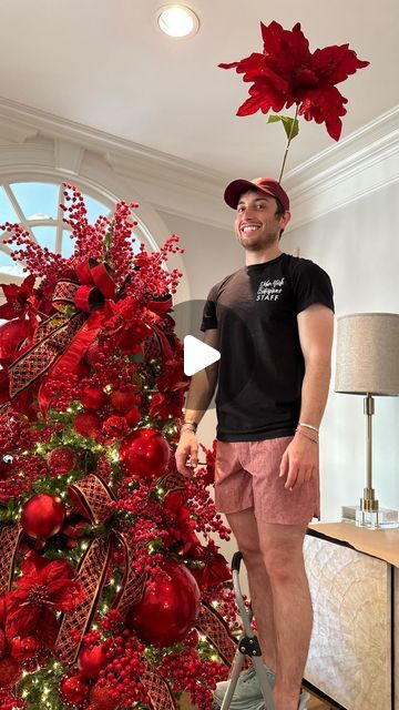 John Mark Sharpe on Instagram: "Tree topper for this big red tree ! ❤️❤️❤️" Christmas Tree Decorations Ribbon, Xmas Tree Toppers, Ribbon Tree, Red Christmas Tree, Christmas Tree Inspiration, Posh Style, Christmas Tree Topper, Red Tree, Christmas 2023