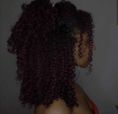 Cherry Cola Hair Color Curly, Black Cherry Hair Color Curly Hair, Curly Hair With Red Highlights, Red Highlights On Dark Hair Curly, Cherry Cola Red Hair, Dark Red Curly Hair, Cherry Coke Hair Color, Hair Color Cherry Coke, Cherry Coke Hair