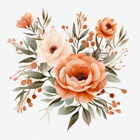 Premium AI Image | a painting of flowers with the words " peach " on it. Png Doodles, Png Effect, Png Decoration, Paper Peonies Tutorial, Color Durazno, 3d Paper Flowers, Painting Of Flowers, Floral Cards Design, Flower Graphic Design