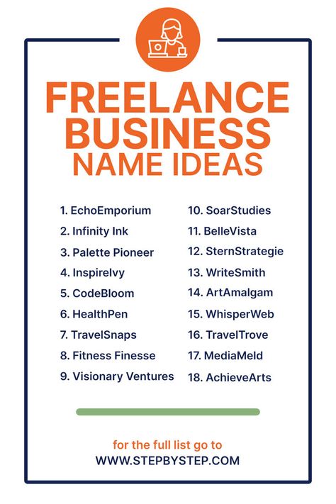 Freelance Business Name Ideas Online Business Name Ideas, Ideas Name, Business Name Ideas, Freelance Business, Name Ideas, Name Generator, Build Your Brand, Financial Services, Business Names