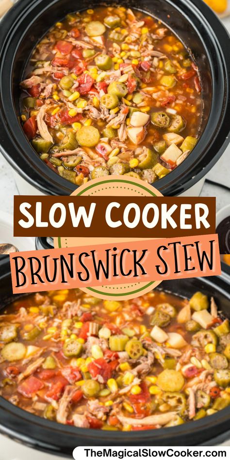 Slow Cooker Brunswick Stew Crockpot Brunswick Stew, Brunswick Stew Recipe Easy, Best Brunswick Stew Recipe, Meals You Can Freeze, Brunswick Stew Recipe, Slow Cooker Dinner Ideas, Slow Cooker Venison, Slow Cooker Stew Recipes, Stew Recipes Crockpot