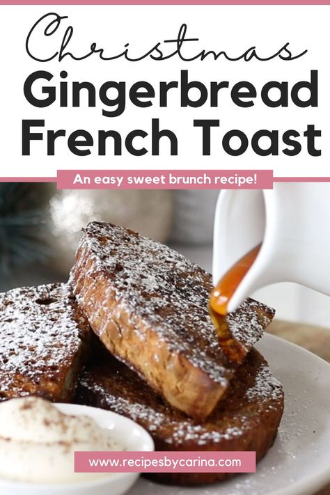 Ginger and molasses infused French toast topped with maple syrup - what could be better for your Christmas breakfast? Gingerbread French Toast, Weekend Brunch Recipes, Weekend Recipes, French Toast Breakfast, Toast Toppings, Christmas Brunch, 3 Eggs, French Toast Recipe, Christmas Breakfast