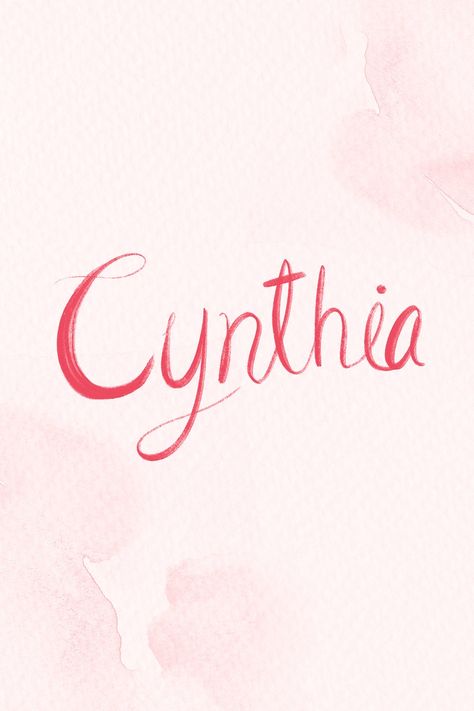 Pink Cynthia name lettering font | free image by rawpixel.com / Busbus Cynthia Name, Name Lettering, Texture Watercolor, Free Illustration Images, Font Free, Moon Goddess, Names With Meaning, Download Free Images, Screen Wallpaper