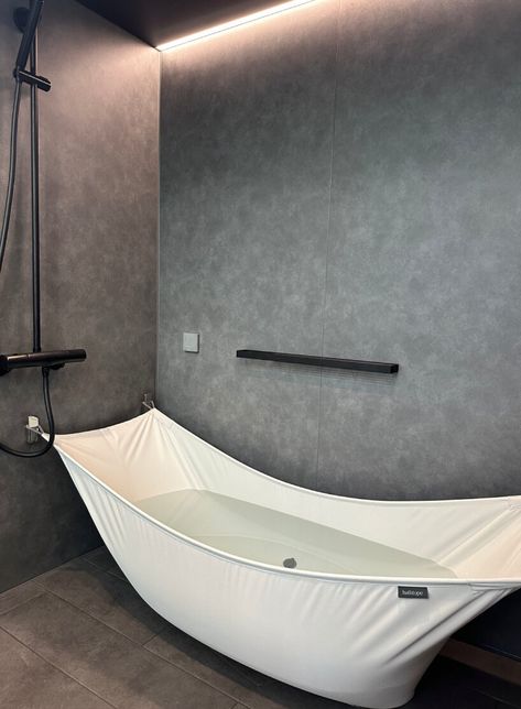 bathtope, a portable fabric bathtub for the shower, unfolds at DESIGNART tokyo 2024 Portable Bathtub, Modular Cabins, Timber Architecture, Coastal Retreat, Paris Design, Installation Design, Bathtub Shower, Milan Design Week, Naturally Beautiful