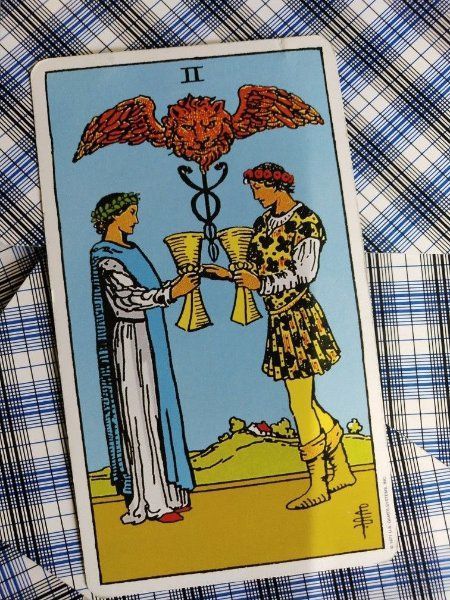 Mantra Ideas, 2 Of Cups, Rider Waite Tarot, Rider Waite, Tarot Deck, Tarot Decks, Mantra, Snapchat, Comic Book Cover