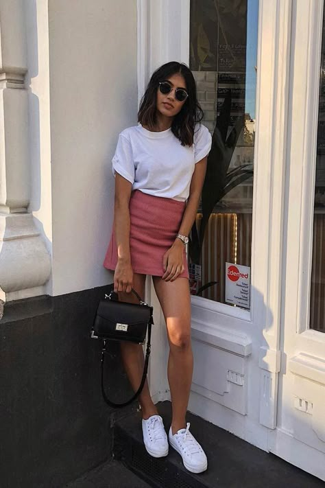 Mini Skirt Outfit Casual, Pink Mini Skirt Outfit, Mini Skirts Outfits Summer, Pink Skirt Outfits, Skirt Outfit Casual, Skort Outfit, Mini Skirt Summer, Skirt Outfit Summer, Fashion Girly