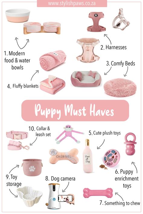 Puppy Must Haves Things To Get For Your New Puppy, Cute Puppy Stuff Products, New Puppy Necessities, New Dog Must Haves, Things Puppies Need, Puppie Stuff Accessories, Things For A Puppy, Cute Things For Puppies, Puppy Necessities List