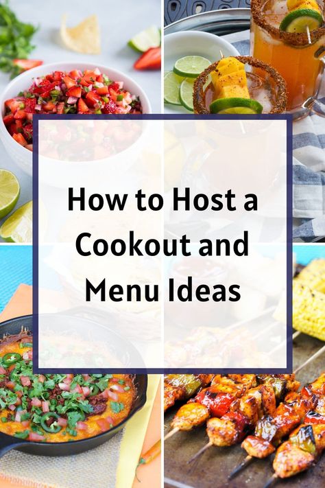 Get all of my top tips for how to plan and host the best cookout this summer! Lots of different menu ideas for inspiration, from appetizers and drinks, to mains, sides and desserts. Throw the best summer party right in your backyard! #cookoutrecipes #cookoutmenu #howtoplanacookout Lunch Party Menu, Cookout Appetizers, Bbq Party Menu, Summer Bbq Menu, Healthy Cookout, Apple Empanadas, Summer Dinner Party Menu, Bbq Dinner Party, Menu Healthy