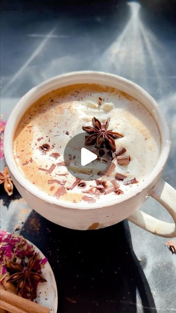 Chai Hot Chocolate, Winter Hot Chocolate, Tieghan Gerard, Unsweetened Cocoa Powder, Vanilla Chai, Homemade Whipped Cream, Chocolate Shavings, Star Anise, Ground Ginger