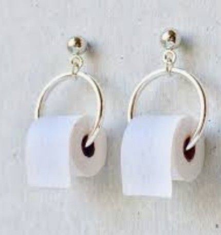 Toilet Holder, Toilet Ring, Lesbian Earrings, Crazy Earrings, Weird Jewelry, Funny Earrings, Quirky Earrings, Funky Earrings, Toilet Paper Roll