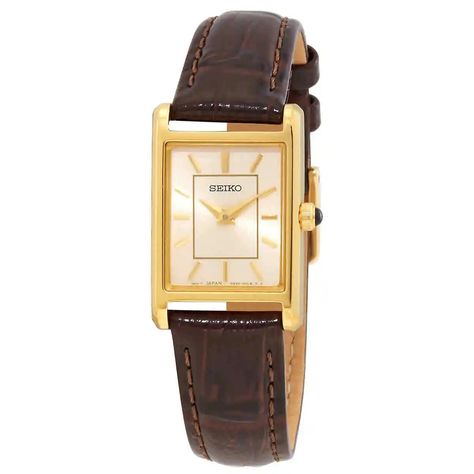 Seiko Essentials Quartz Light Champagne Dial Ladies Watch SWR066 29665209047 | eBay Trending Watches For Women, Seiko Essentials, Seiko Gold, Watch Trends, Ladies Watch, Wish List, Minerals Crystals, Leather Band, Quartz Movement