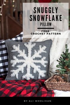 THNLife - Snuggly Snowflake Pillow Crochet Pattern | Ali Wholihan Crochet Snowflake Pillow, Christmas Crochet Pillows Free Patterns, Crochet Christmas Pillows Free Patterns, Crochet Throw Pillow Pattern Free, Crochet Christmas Pillow, Pillow Crochet Pattern, Crochet Pillow Patterns Free, Snowflake Pillow, Pillow Crochet