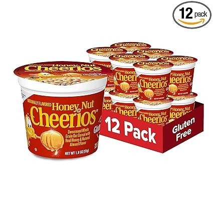 Amazon.com: Honey Nut Cheerios Heart Healthy Cereal in a Cup, Gluten Free Cereal with Whole Grain Oats, 1.8 OZ Single Serve (Pack of 12): Cold Breakfast Cereals Cold Breakfast, Cheerios Cereal, Gluten Free Cereal, Honey Nut Cheerios, Oat Cereal, Small Plastic Containers, Healthy Honey, Healthy Cereal, Cold Cereal