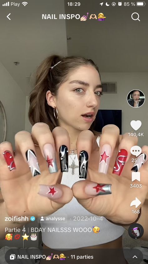 Rockstars Girlfriend Nails, Pink Rockstar Nails, Nails I Love Me, I Heart Me Nails, Rockstar Girlfriend Nails, Rockstar Gf Nails, I Love Me Nails, Almond Nails Red, Rockstar Nails